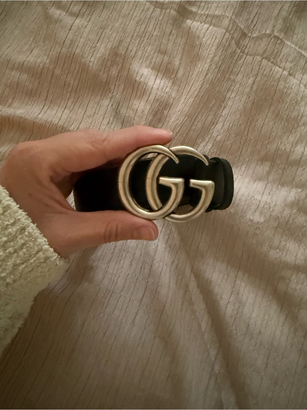 Gucci Black Leather Belt with Silver Double G Buckle